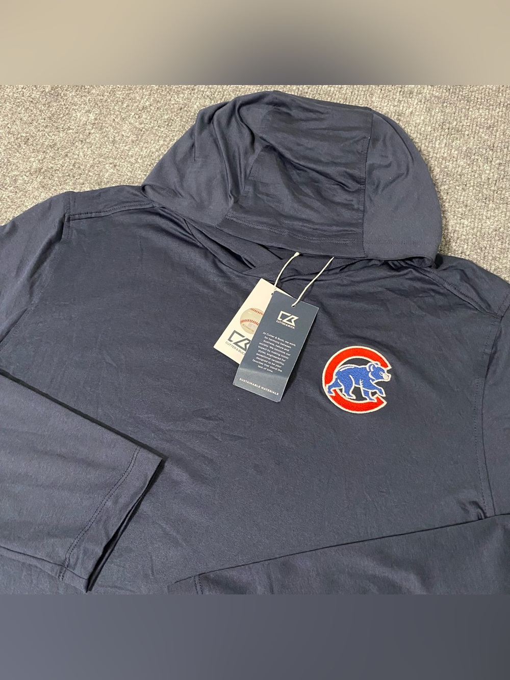 Chicago Cubs Cutter & Buck Coastline Mens Large Epic Comfort Hooded Shirt NWT